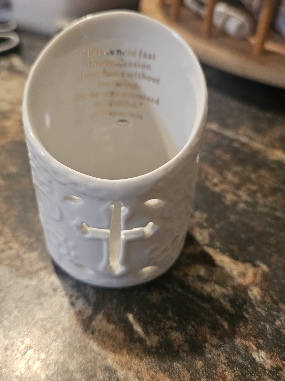 White Ceramic Cross Tea Light Holder - Home Dining